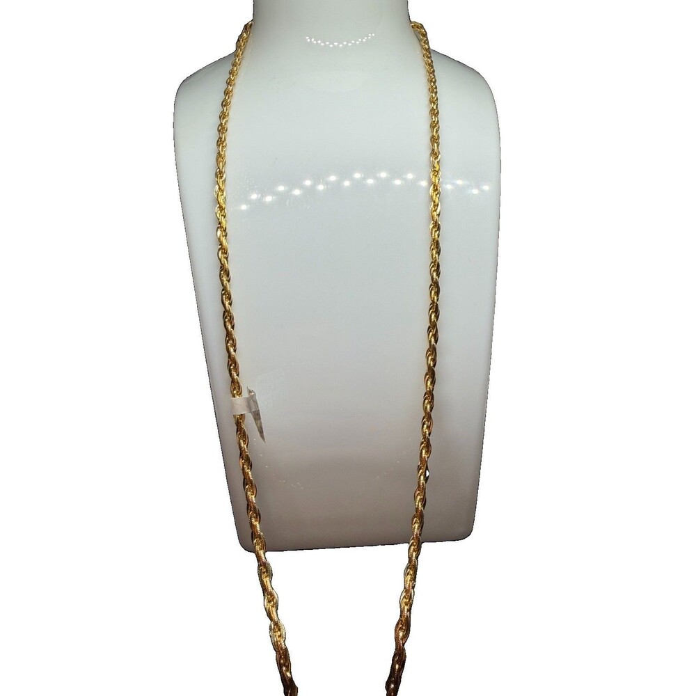18K Yellow Gold Rope Chain Necklace, 24 in, Lobster Clasp, No Stones 24” 750 Ita